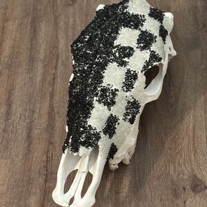 Decorative Skull with Black and White Beading